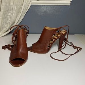 Brown lace up Banana Republic peep toe